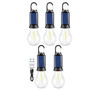 Luz de camping solar recargable con gancho, linterna LED impermeable for tienda de campaña con gancho de clip, luz ambiental vintage for exteriores, for camping, senderismo, emergencias.(Remote contro