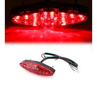 Luz de cola de freno, 12V 15 LED Motocicleta Luz de cola de freno Luz trasera ATV Dirt Bike Universal Humo (Red)