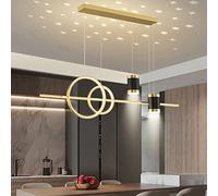 Luz de Colgante LED Moderno Moderno con lámpara de Proyecto Estrella lámpara Lineal Ajustable Lineal para el Oro de la Isla de Cocina 39x47 Pulgadas