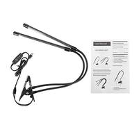 Luz de cultivo LED 20W espectro completo, doble tubo flexible y clip ajustable para plantas de interior - Estimula crecimiento vegetal, fácil montaje, ideal para invernaderos y