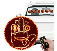 Luz de dedo de auto 2 en 1, 14 modos de luz de pulgar arriba abajo, expresión de gesto de luz de dedo, señal de luz de gesto de mano con control remoto, lámpara de señal de cara sonriente, accesorio