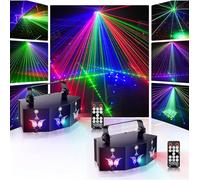 Luz de discoteca, 2 luces DMX con 9 lentes LED RGB, proyector de DJ con efecto estroboscópico controlado por sonido, adecuado para fiestas, clubes, bodas, bares, cumpleaños