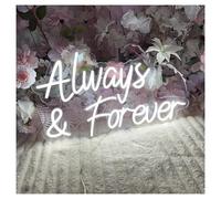 Luz de Diseño de Digital Always & Forever Letrero De Neón Luz Regulable Para El Día De San Valentín Boda Pareja Romántica Dormitorio Fiesta Lámpara De Decoración 19.69inx11.81in