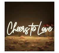 Luz de Diseño de Digital "Cheers To Love" Letrero De Neón Luz LED USB Para El Día San Valentín Boda Fiesta Bar Garaje Dormitorio Decoración 16.5x5.9in/42x15cm