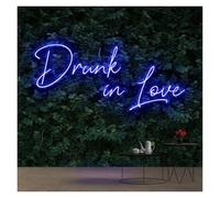 Luz de Diseño de Digital Drunk In Love Letrero De Neón Luz LED Para Dormitorio Boda Cumpleaños Fiesta Del Día De San Valentín Restaurante Pared Al Aire Libre 45cmx24cm(Azul)