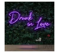 Luz de Diseño de Digital Drunk In Love Letrero De Neón Luz LED Para Dormitorio Boda Cumpleaños Fiesta Del Día De San Valentín Restaurante Pared Al Aire Libre 45cmx24cm(Púrpura)