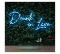 Luz de Diseño de Digital Drunk In Love Letrero De Neón Luz LED Para Dormitorio Boda Cumpleaños Fiesta Del Día De San Valentín Restaurante Pared Al Aire Libre 45cmx24cm(Ice Blue)