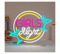 Luz de Diseño de Digital Letrero De Luz Neón"Girls Night" Decoración Pared Regulable Por USB Para Dormitorio, Sala Juegos, Estar, Fiesta Cumpleaños, 15.35x11.69in