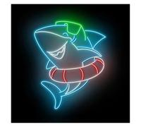 Luz de Diseño de Digital Letrero De Neón Con Forma De Tiburón Y Flotador, Ideal Para Decoración De Pared De Dormitorio, Fiesta, Hotel, Temática Oceánica, 51cm