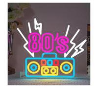 Luz de Diseño de Digital Letrero De Neón De Los Años 80 Para Tienda Retro, Discoteca, Sala De Estar, Fiesta.(38X33cm)