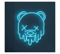 Luz de Diseño de Digital Letrero De Neón De Oso Que Gotea Luz Animal Lindo Brillo Ajustable Para Dormitorio De Niños Sala De Juegos Arte De La Pared Decoración 45cm(Ice Blue)