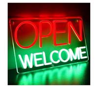 Luz de Diseño de Digital Letrero De Neón Lettera Open Welcome Para Negocios, Tiendas, Restaurantes, Decoración, Lámpara USB De 21.7cmx40.6cm