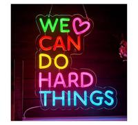 Luz de Diseño de Digital Letrero De Neón Regulable"We Can Do Hard Things" Para Decoración De Fondo De Aula, Fiesta, Gimnasio, Bar, 37.85x32cm/14.9x12.6inch
