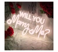 Luz de Diseño de Digital Letrero De Neón Will You Marry Me Con Luz Para Decoración De Bodas Compromisos Estética Decoración De Habitaciones Lámpara USB 45cmx22.1cm(UN)