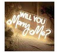 Luz de Diseño de Digital Letrero De Neón Will You Marry Me Con Luz Para Decoración De Bodas Compromisos Estética Decoración De Habitaciones Lámpara USB 45cmx22.1cm(C)