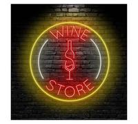 Luz de Diseño de Digital Letrero De Neón Wine Store Para Bar, Decoración De Pared Con Luz, Ideal Para Bares, Fiestas, Cumpleaños Y Restaurantes, 38cmx38cm