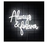 Luz de Diseño de Digital Letreros De Neón "Always And Forever"Decoración De Pared Con Luz Nocturna Alimentada Por USB, Ideal Para Fiestas, Bodas, Bares, Belleza,34cmх30.5cm