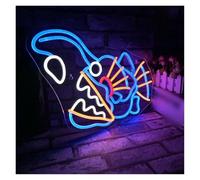 Luz de Diseño de Digital Letreros De Neón Devil Lanternfish Para Tienda De Acuario, Dormitorio Infantil, Sala De Juegos, Arte De La Pared Decoración, Atenuación De Energía USB, 42x32cm