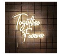 Luz de Diseño de Digital Letreros De Neón "Together Forever" Luz Nocturna Decorativa De Pared Con Alimentación USB Para Decoración De Fiestas, Bodas Y Bares, 34cmх32.7cm