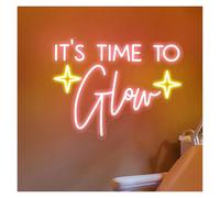 Luz de Diseño de Digital Letreros Neón It's Time To Glow, Luces Neón Con Letras De Brillo Ajustable Alimentadas Por USB, Adecuadas Para Decoración Pared(C,30cmx45cm)