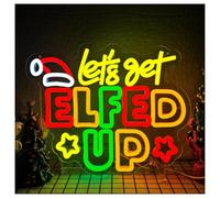 Luz de Diseño de Digital Let's Get Elf UP Letrero De Neón Colorido Letra Regulable Ilumina La Decoración De La Pared Para La Ventana De La Fiesta Navideña 15.12x12.28inch