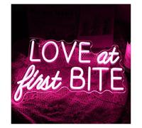 Luz de Diseño de Digital Luz De Neón "Love At First Bite"Alimentación Por USB, Con Regulador De Intensidad Y Brillo Ajustable, Ideal Para Cocinas 40x26cm