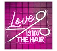 Luz de Diseño de Digital Luz Rosa "Love Is In The Hair" Para Decoración De Pared De Salón De Uñas Y Barbería, Letrero Abierto Para Habitación.(40X30cm)