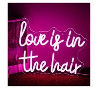 Luz de Diseño de Digital Luz Rosa "Love Is In The Hair" Para Decoración De Pared De Salón De Uñas Y Barbería, Letrero Abierto Para Habitación.(38X30cm)