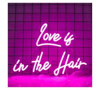Luz de Diseño de Digital Luz Rosa "Love Is In The Hair" Para Decoración De Pared De Salón De Uñas Y Barbería, Letrero Abierto Para Habitación.(40X29cm)