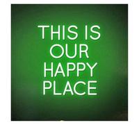 Luz de Diseño de Digital This Is Our Happy Place Signs USB Letras De Neón De Brillo Ajustable USB Adecuadas Para La Decoración Club(Orange,Blue,Green,Silver,Black,40cmx45cm)