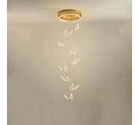 Luz de escalera dorada Lámparas de iluminación de lujo para techos altos Luz de mariposa LED Lámpara de iluminación de lujo Vestíbulo grande Luz de entrada Iluminación de lujo Candelabros Comedor red