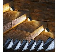Luz de Escalera para Exterior, IP67 Impermeable Luces Solares para Exterior | Blanco Cálido 3000K Luz Lámpara Solar, Auto ON/OFF, Escalera iluminación LED para Jardín, Patio, Paquete de 6