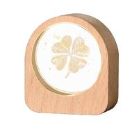 Luz de Esfera Interior 3D de Cristal Brillante, Luz Nocturna de Bola de Cristal Luminosa USB, Pequeña Luz de Cristal con Base de Madera, Regalo Creativo Decorativo Luz(Trébol de cuatro hojas)