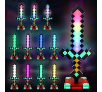 Luz de espada de diamante, lámpara de espada de diamante de 11 colores, lámpara de noche de 38 cm USB recargable LED, lámpara de noche LED para mano y mesa para decoración e iluminación juguetes