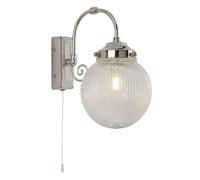 Luz De Espejo Aplique De Baño Con Interruptor IP44 Cromo Blanco E14 Vidrio Metal