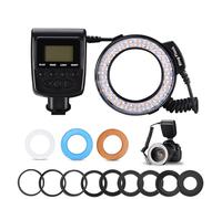Luz de Flash de Anillo Macro LED, Pantalla LCD, 48 LED, 4 Modos, 7 Niveles de Brillo, 9 Anillos Adaptadores, Difusores Azules y Naranjas, para Cámaras DSLR