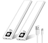Luz de gabinete con sensor de movimiento para interiores, iluminación LED debajo del gabinete, luz de armario recargable por USB magnética inalámbrica, luz uniforme nocturna para cocina, armario,