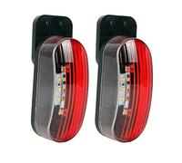 Luz de gálibo led de 12 V, juego de 2 luces de señalización lateral en rojo/blanco, 98 x 42 x 38 mm, 12/24 voltios, 2 vatios led para autocaravana, caravana y remolque