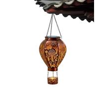 Luz de globo decorativa solar - Linterna de escultura de hongo colibrí resistente a la intemperie de metal, pieza de iluminación colgante para exteriores | Jardín Patio Valla Pared Noche Evento