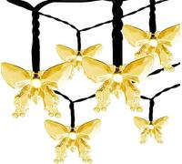 Luz de hada de mariposa solar luces de jardín al aire libre 30 lados de 21 pies 6.5m luces de cuerda de patio festivas iluminación de cuerda al aire libre decoraciones de San Valentín para ventana de