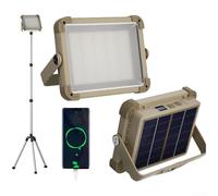 Luz de inundación solar, 8000 mAh, 1000 lúmenes, lámpara LED de trabajo al aire libre con control remoto y soportes de 2 × 1 m, acero inoxidable impermeable IP55 para seguridad de jardín y sitios de