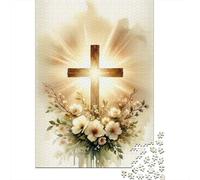 Luz de la Cruz Cristiana Rompecabezas DIY 1000 Piezas, Cartón Reciclado Premium, Adultos Y Familia, Decoración Mural, Relajación En Casa, Juego Cerebral 38x26cm/1000pcs