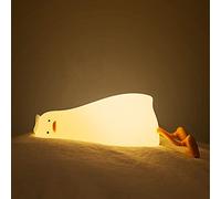 Luz de la Noche de Pato Plano y Tumbado, Lámpara de Pato Blando LED, Silicona Recargable Luz Nocturna de la Guardería Luz de la Noche Lampara de Lectura, Sensor Táctil y 3 Modos