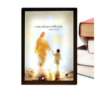 Luz de lámpara de Jesús - Cristo LED 4D, decoración del hogar con marco iluminado | Pared Mesita de noche Altar Iglesia Mesa Oración Dormitorio Bautismo Guardería familiar Sala de estar Regalo espirit