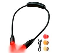 Luz de Lectura de Cuello Luz Roja 670nm, 3 Temperaturas Regulable, Lampara Recargable USB para Leer Cama, Luz Nocturna para Dormir, Confort Visual, Lampara Portatil para Tejer, Crochet y Manualidades