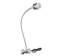 Luz de Lectura Nocturna con Clip,Lámpara de Lectura LED,Cuenta con Una Abrazadera Un Tubo de Cuello de Cisne Flexible,Diseño con Cable,Adecuado for Escritorios(Silver-Without plug-5W 110~220V)