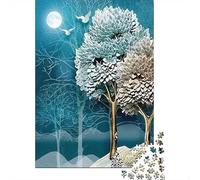 Luz de Luna del árbol de Invierno 1000 Piezas Stock De Cartas Premium Rompecabezas Clásicos Pareja Socios Alivio del Estrés Decoración De Paredes Paquete De Valor 70x50cm/1000pcs