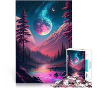 Luz de Luna en el río Rompecabezas de 1000 Piezas para Adultos Alivia el estrés Vacaciones en casa Matar el Tiempo Decoración 38x26cm