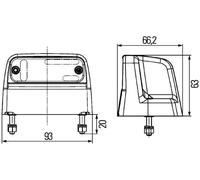 Luz de matrícula Montaje lateral ext. montaje exterior 2KA 012 271-231 HELLA