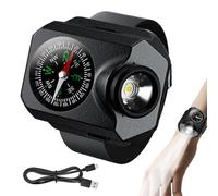 Luz de muñeca para correr, luz de montañismo con función de brújula, luz impermeable, atenuación de 5 niveles, luz recargable para escalada de montaña, senderismo, correr